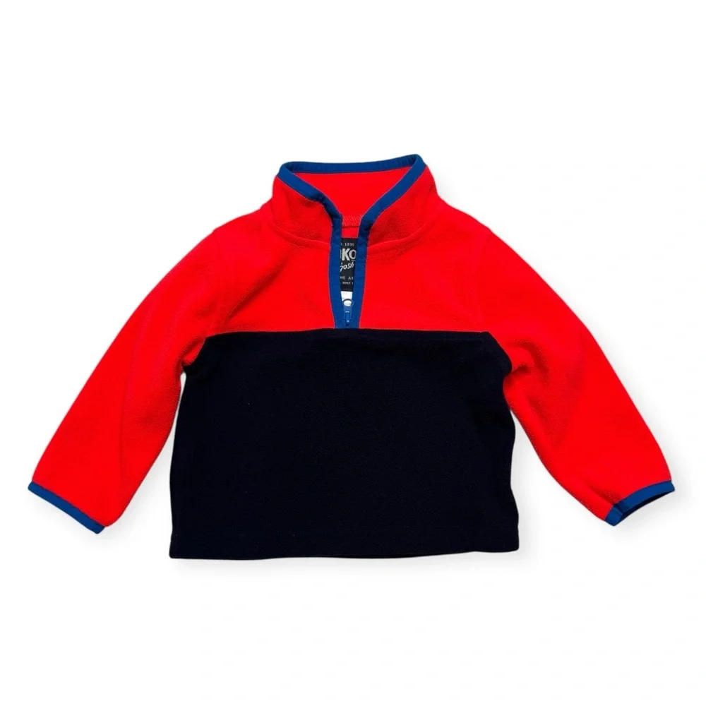 Oshkosh Bgosh Baby Fleece Half-Zip Pullover‎ Red & Navy Size 9M
